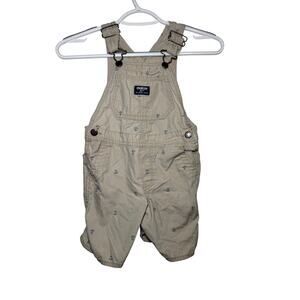 Oshkosh Bgosh anchor khaki overall bibs baby boys 4T coastal nautical casual